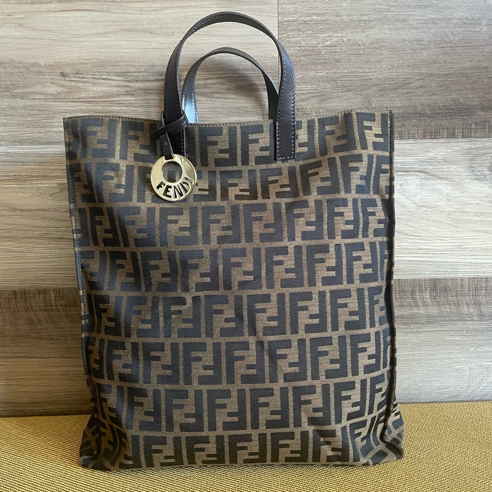 Fendi Brown and Black Zucca Shopper Tote Bag